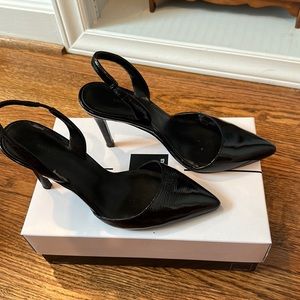 Banana republic black patent leather sling backs